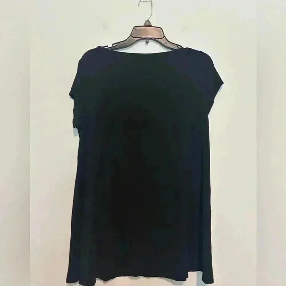 Eileen Fisher Womens Large Black Short Sleeve Basic Viscose/Spandex Tunic - Picture 4 of 4